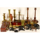 A collection of metalwares and related items, to include a Bartlett & Sons scales, a cooper