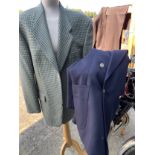 Menswear - Yves Saint Laurent light brown pinstripe jacket, 44". Ugo Pellegrini wool suit brown with