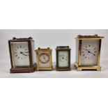 A Howell & James, London small brass time piece, 8cm, a Looping alarm timepiece and two other time