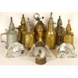 Six French brass propane lamps, to include brands such Brulor, La Parisienne, Briquet and more, also