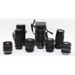 Fourteen camera lenses, to include a Tokina 28mm-70mm f3.5-f4.5, a Sigma 70mm-210mm f4-f5.6, a