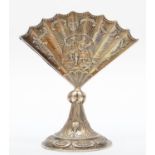 A Victorian silver fan shape menu holder, London import 1897, 9cm, 45gm