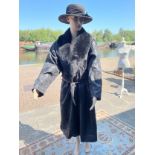 1980s Jaklin, Siren Fashion Ltd black evening coat with faux fur collar and beading