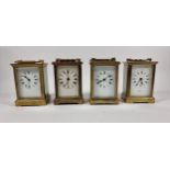A Boxell, Brighton brass carriage timepiece, 11.5cm and three other examples (4)