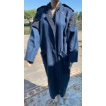 Ladies retro/vintage 1980's Norbert Nel Jeans, Paris, full length coat with suede, studs, gems and