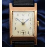 Rolco by Rolex, an Art Deco 9ct gold manual wind gentleman's wristwatch, Glasgow 1935, the off white