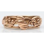 Clogau, a 9ct gold Welsh gold floral ring, P, 4.2gm
