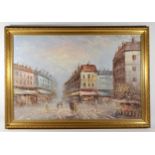 Caroline Burnett (1877-1950), Parisian street scene, oil on canvas, signed, 59 x 90cm
