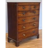 A late 19th century mahogany chest of two short and four long graduated drawers, with cast brass