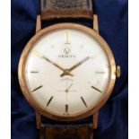 Verity, a 9ct gold manual wind presentation gentleman's wristwatch, c.1970's, off white dial with
