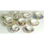 A collection of 19th century and later porcelain cabinet cup and saucer sets. Makers to include