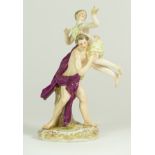 A Meissen porcelain figurine, circa. 1750, 'Rape of Sabine', blue crossed swords mark and model