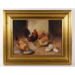 Henry Garland (fl. 1854-1890), chickens and doves, oil on canvas, oil on canvas, signed, 26 x 37cm