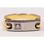 A Pequignet, 18k gold and stainless steel brilliant cut diamond ring, bearing control marks, with