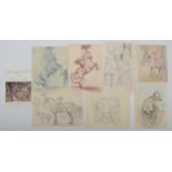 Attributed to Dame Laura Knight RA, RWA, RE, PSWA, DBE (1877-1970), Doey, circus donkey, pencil