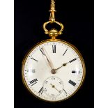 Ann Walker, a William IV 18ct gold fusee pocket watch, Birmingham 1830, white enamel dial with Roman