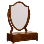 An Edwardian mahogany swing shield dressing table mirror, the crossbanded frame with boxwood