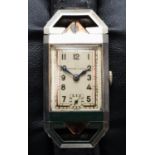 An Art Deco stainless steel manual wind gentleman's wristwatch, the silvered dial signed Philex