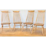Ercol, a set of four beech and elm model 369 Goldsmith Windsor dining chairs, c.1960's, (4)
