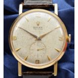 Rolex, a 9ct gold manual wind gentleman's wristwatch, reference 12376, Birmingham 1962, silvered