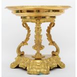 A French late 19th century gilt bronze and marble table centrepiece, with central medallion,