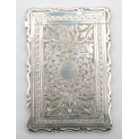 A Victorian silver card case, by George Unite, Birmingham 1881, with all over floral and scroll