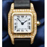 Cartier Panthere, a ladies 18k gold and diamond quartz wristwatch, ref 1280, with white enamel dial,