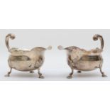 A good pair of George II silver gravy boats, by William Shaw & William Priest, London 1759, with