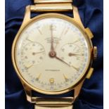 Tourist Chronograph, a Swiss gold plated manual wind gentleman's wristwatch, c. 1950's, off white