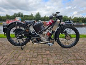 1924/1926 Scott Flying Squirrel 596cc. Registration number GMX 993. Frame number 382. Engine