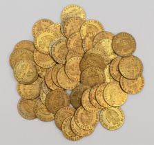 A collection of 50 half guinea gaming tokens, In Memory of the Good Old Days, 1788, (50)