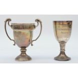 Portsmouth Yacht Club interest; a silver trophy cup, Snipe, 1934, 8.5cm and R.S.Y.C. 16ft Skiff