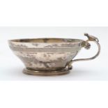 An Ottoman Empire Turkish silver cup, pre 1923 Tughra control mark, with bird capped handle,