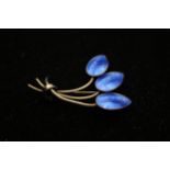 Ivor Holth, a Norwegian silver gilt and enamel three leaf brooch, 52 x 41mm, 11gm