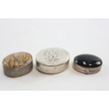 A silver and hardstone pill box, Birmingham 2000, Millennium mark, 4 x 3 x 2cm and two other