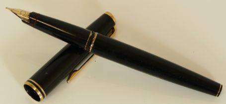 Mont Blanc, a Classique black fountain pen with 14K gold nib,