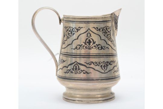 A Russian silver and niello cream jug, Soviet 875 control mark, 10cm, 132gm - Image 1 of 3