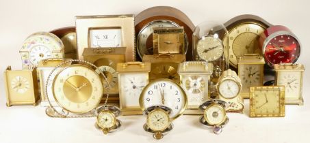 A collection of mid 20th century and later mantel clocks, anniversary clocks, wall clocks, and