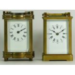 Two late 20th century 8 day brass carriage clocks (unnamed) (2)