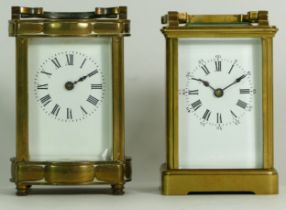 Two late 20th century 8 day brass carriage clocks (unnamed) (2)