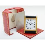 Les Must de Cartier travel quartz alarm clock, reference no. 7505, serial no. 01716, rectangular