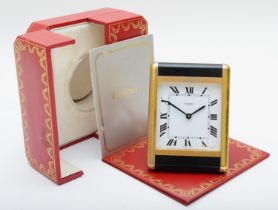 Les Must de Cartier travel quartz alarm clock, reference no. 7505, serial no. 01716, rectangular