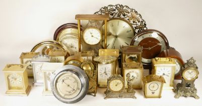A collection of mid 20th century and later mantel clocks, anniversary clocks, wall clocks, and