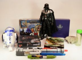 A collection of home wear and children's toys to include Star Wars Lightsabers, Darth Vader