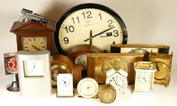 A collection of mid 20th century and later mantel clocks, anniversary clocks, wall clocks, and