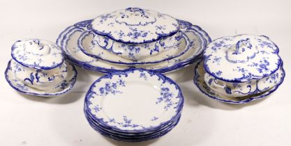 A Ridgeway's porcelain part dinner service 'Chiswick' blue & white pattern, reg 295 281,