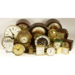 A collection of early 20th century and later mantel clocks and wall clocks, having manual and quartz