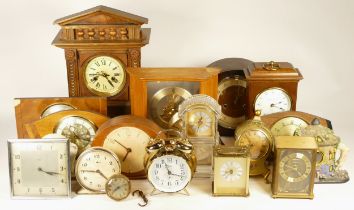 A collection of mid 20th century and later mantel clocks, anniversary clocks, carriage clocks,