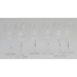 A set of six Stuart cut crystal 'Cascade' wine glasses, 19.5cm tall. (6)