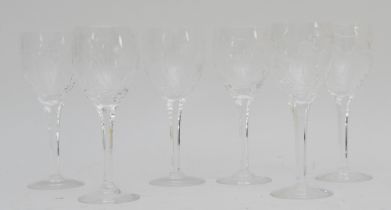 A set of six Stuart cut crystal 'Cascade' wine glasses, 19.5cm tall. (6)